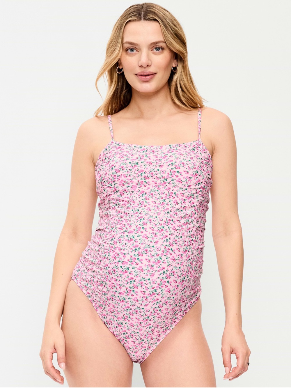 Old Navy Ruched Floral Pink Maternity Swimsuit - One Piece